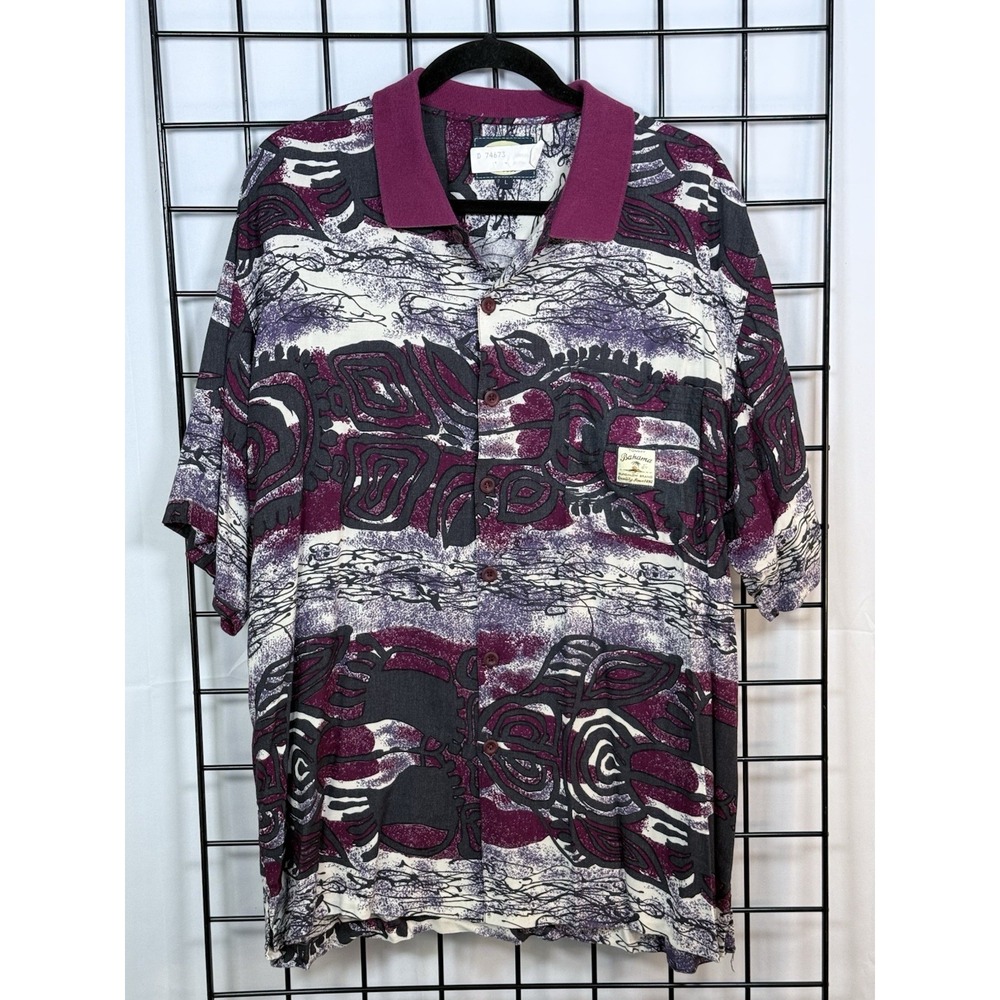 Tommy Bahama Bungalow Hawaiian Print Button Up Shirt Mens L Multicolor Vintage